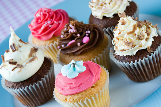 Assortment of cupcakes on a plate
